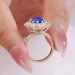 Dual Use Oval Lab Sapphire Pendant Necklace and Ring, Versatile Anniversary Jewelry