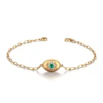 Vintage Starburst Emerald Bracelet with Brushed Gold Disc