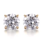 Classic Round Lab Diamond Stud Earrings in 18k Yellow Gold | With UFO Earring Backs