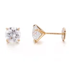 Classic Round Lab Diamond Stud Earrings in 18k Yellow Gold | With UFO Earring Backs