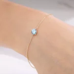 Classic Round Cut Blue Moissanite Bracelet with Elegant Minimalist Chain