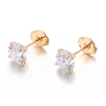 Classic Round Lab Diamond Stud Earrings in 18k Yellow Gold | With UFO Earring Backs