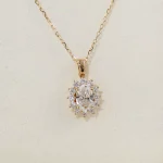 Oval Lab Diamond Pendant | 1.5ctw Oval Lab Diamond in 18K Gold with Stardust Halo（Pendant Only）