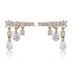 Waterfall Pear & Round Lab Diamond Ear Jacket Studs in 18k Yellow Gold