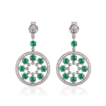 18K Art Deco Emerald Medallion Drop Earrings