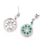 18K Art Deco Emerald Medallion Drop Earrings
