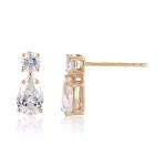 Pear & Round Lab Diamond Drop Earrings in 10k Yellow Gold