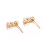 Pear & Round Lab Diamond Drop Earrings in 10k Yellow Gold
