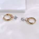Oval Glow Drop Earrings | Oval-Cut Lab Diamond in 18K Yellow Gold with Minimalist Circle Design