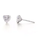 Solitaire Heart Cut Lab Diamond Stud Earrings in 18k White Gold