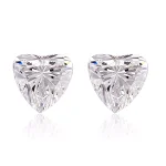 Solitaire Heart Cut Lab Diamond Stud Earrings in 18k White Gold