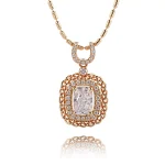 Radiant Cut Lab Diamond Halo Pendant with Rope Frame | Pendant Only
