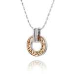 Baguette Ruby and Diamond Double Halo Circle Pendant in 18k White Gold