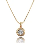 1 Carat Round Lab Diamond Floral Halo Pendant in 18k Gold