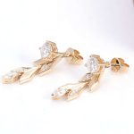 Rose Gold Vine Convertible Drop Earrings with Moissanite Embellishments