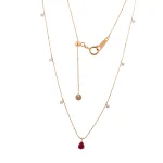 Pear-Shaped Ruby Pendant on an Adjustable Diamond Station Necklace
