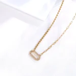 Modern Mixed Chain Diamond Oval Pendant Necklace in 18k Yellow Gold