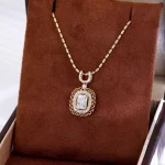 Radiant Cut Lab Diamond Halo Pendant with Rope Frame | Pendant Only