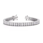 Full Eternity Tennis Bracelet Featuring Vertical Set Emerald Cut Moissanite Statement Gemstones