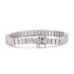 Full Eternity Tennis Bracelet Featuring Vertical Set Emerald Cut Moissanite Statement Gemstones