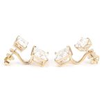 Alluring Yellow Gold Double Princess Cut Moissanite Stud Earrings