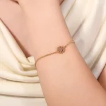 18k Yellow Gold Vintage Filigree Flower Bracelet with Pink Sapphire