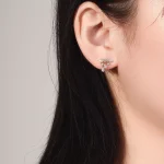 Waterfall Pear & Round Lab Diamond Ear Jacket Studs in 18k Yellow Gold