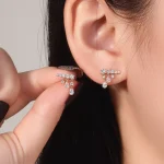 Waterfall Pear & Round Lab Diamond Ear Jacket Studs in 18k Yellow Gold