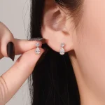 Pear & Round Lab Diamond Drop Earrings in 10k Yellow Gold