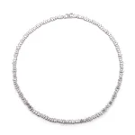 Elegant Baguettes Cut Moissanite Tennis Necklace, Sophisticated Anniversary Statement Jewelry For Her