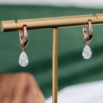 Stunning Rose Gold Moissanite Pear Cut Drop Earrings