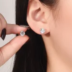 Classic Round Lab Diamond Stud Earrings in 18k Yellow Gold | With UFO Earring Backs