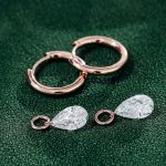 Stunning Rose Gold Moissanite Pear Cut Drop Earrings