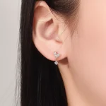 Marquise Leaf & Round Lab Diamond Drop Earrings in 18k Yellow Gold