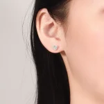 Solitaire Heart Cut Lab Diamond Stud Earrings in 18k White Gold