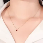 Pear-Shaped Ruby Pendant on an Adjustable Diamond Station Necklace