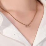 Modern Mixed Chain Diamond Oval Pendant Necklace in 18k Yellow Gold