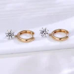 Round Cut Solitaire Dangle Huggie Hoop Earrings