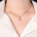 1 Carat Round Lab Diamond Floral Halo Pendant in 18k Gold