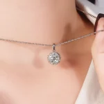 1 Carat Round Lab Diamond Floral Halo Pendant in 18k Gold