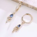 Dazzling Yellow Gold Pear Cut Blue Lab Gemstone Drop Earrings