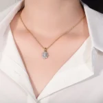 Vintage Emerald Cut Lab Diamond Starburst Halo Pendant |Pendant Only