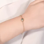 Vintage Starburst Emerald Bracelet with Brushed Gold Disc
