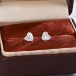 Solitaire Heart Cut Lab Diamond Stud Earrings in 18k White Gold