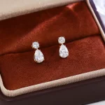 Pear & Round Lab Diamond Drop Earrings in 10k Yellow Gold