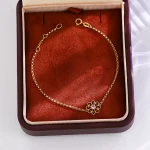 18k Yellow Gold Vintage Filigree Flower Bracelet with Pink Sapphire