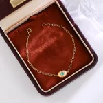 Vintage Starburst Emerald Bracelet with Brushed Gold Disc