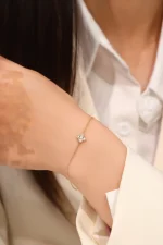 Round Cut Lab Diamond Bracelet Minimalist Geometric Star Motif