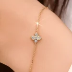 Round Cut Lab Diamond Bracelet Minimalist Geometric Star Motif