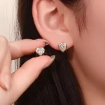 Heart Cut Lab Diamond Hoop Earrings Romantic Huggie Style